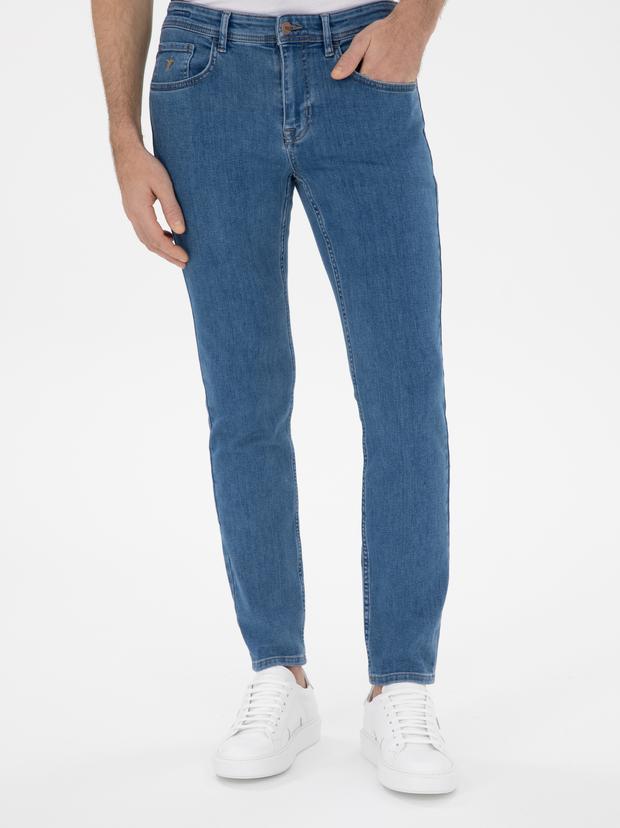 Açık Mavi Slim Fit Pamuklu Esnek Jean Pantolon