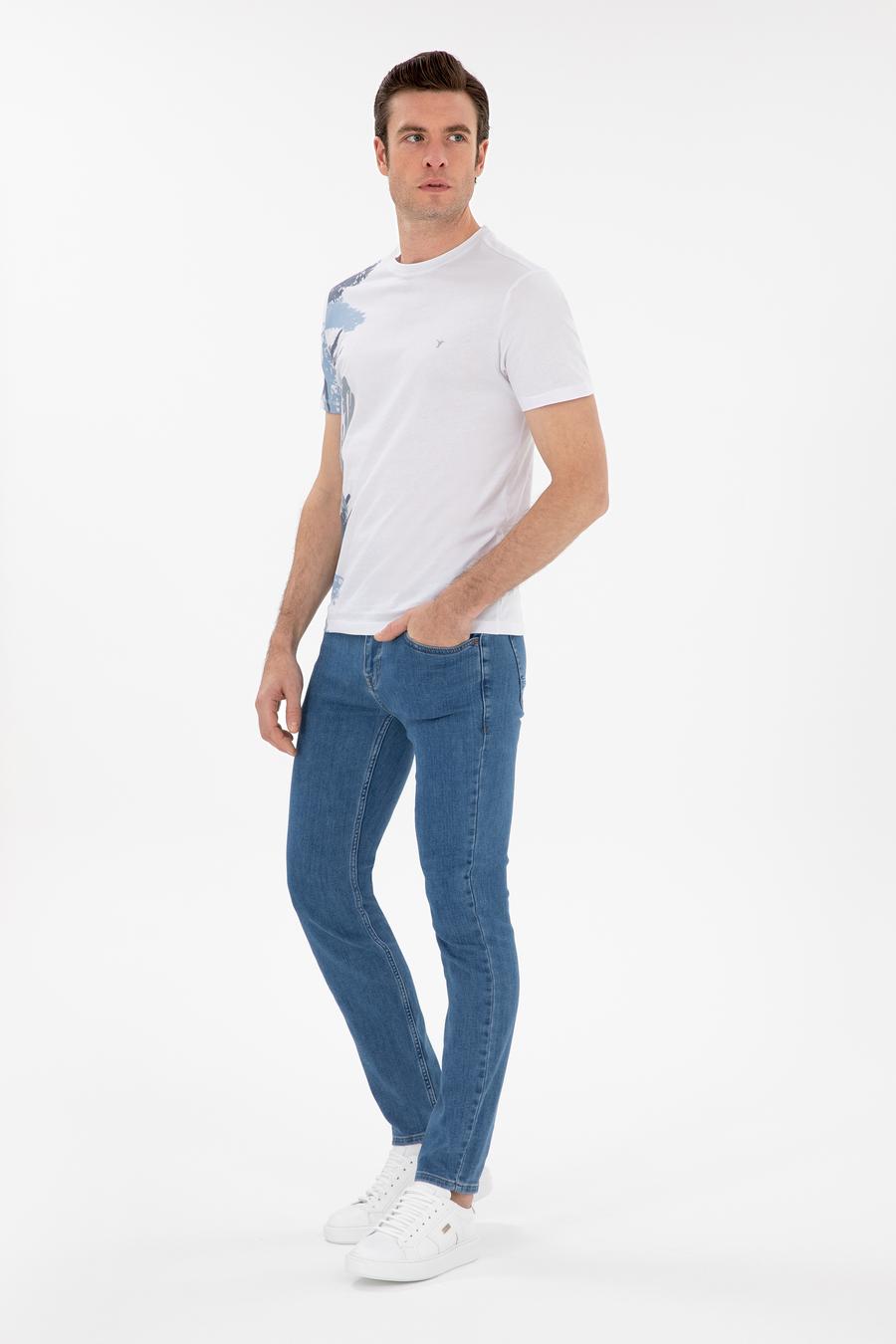 Açık Mavi Slim Fit Pamuklu Esnek Jean Pantolon - 50309084097