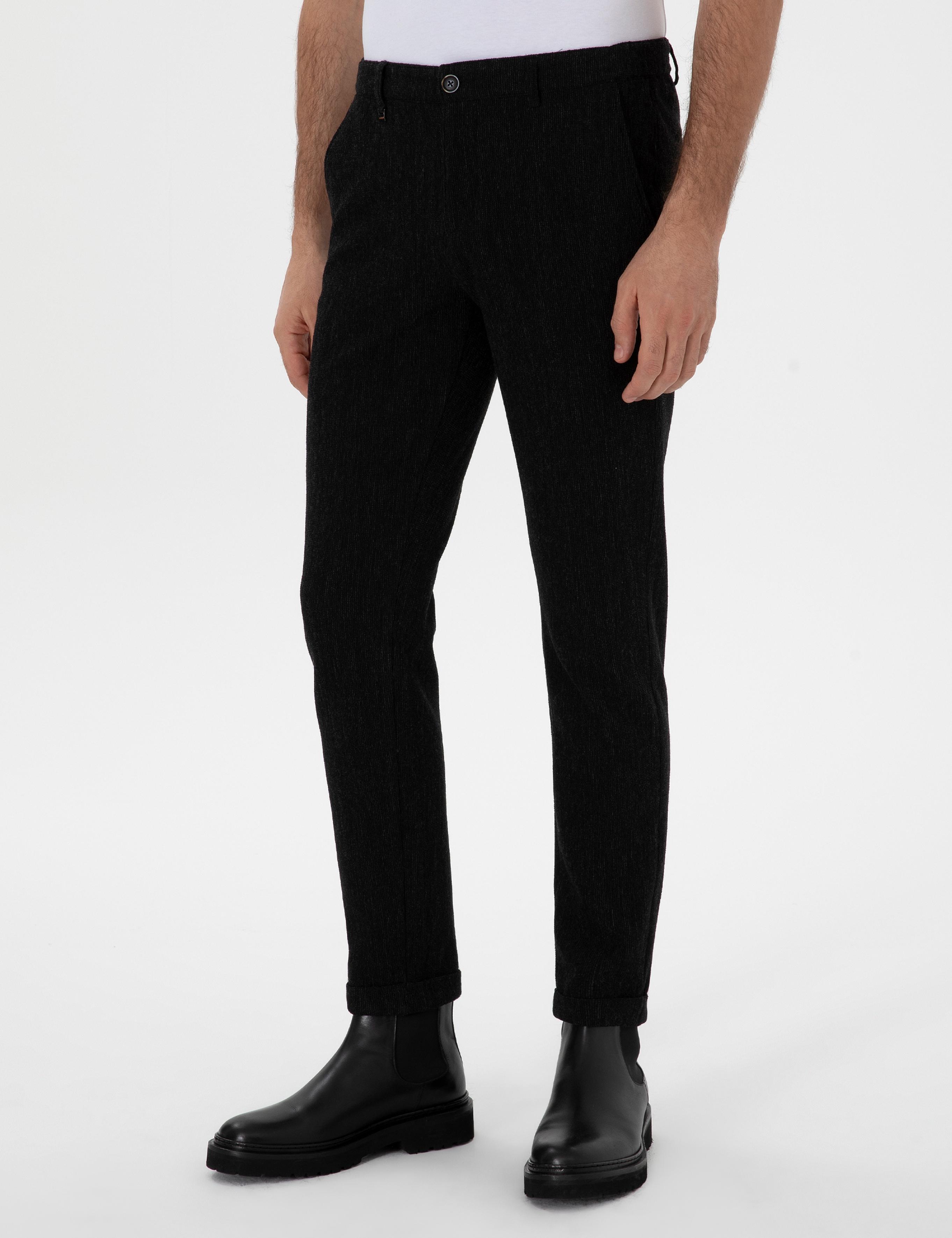 Siyah Slim Fit Kanvas Pantolon - 50292627017
