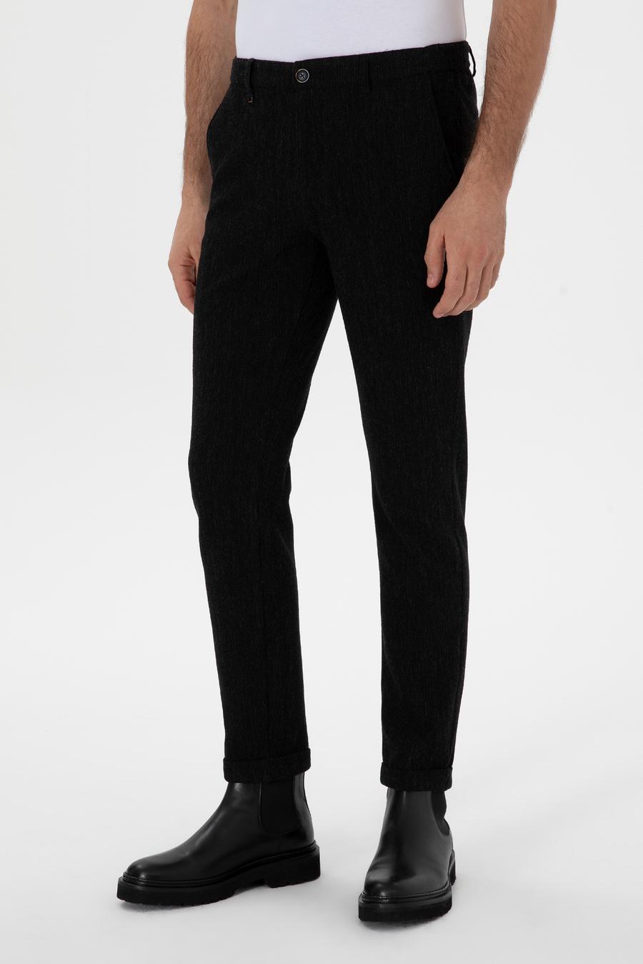 Siyah Slim Fit Kanvas Pantolon - 50292627017