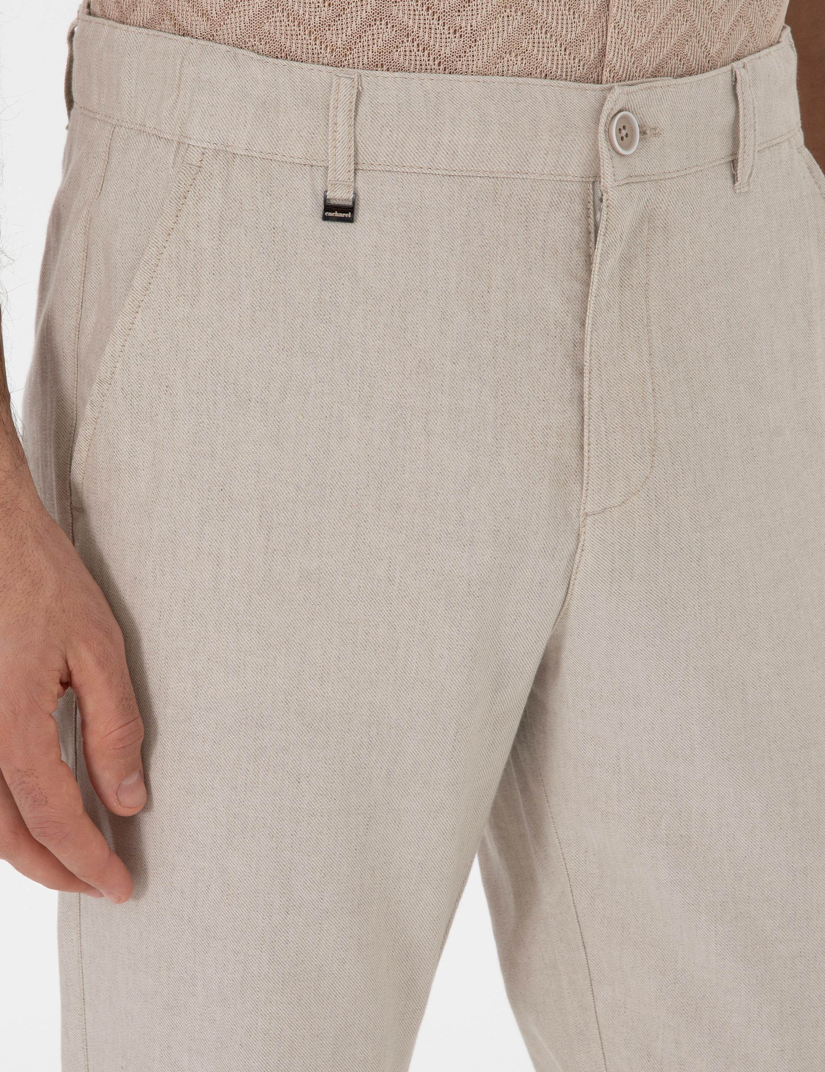 Bej Carrot Fit Keten Karışımlı Kanvas Pantolon - 50306386032