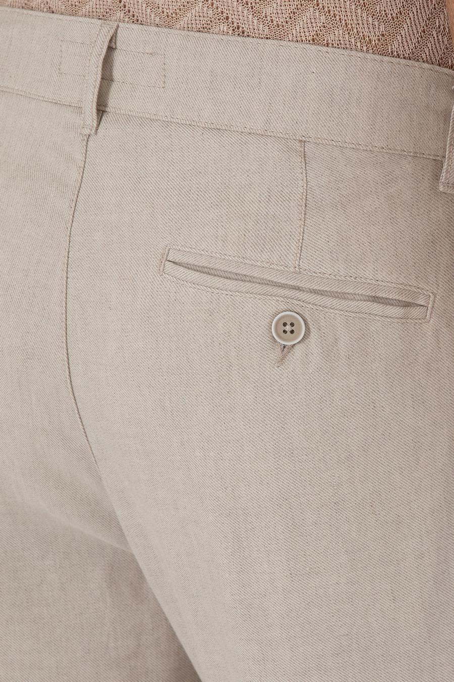 Bej Carrot Fit Keten Karışımlı Kanvas Pantolon - 50306386032