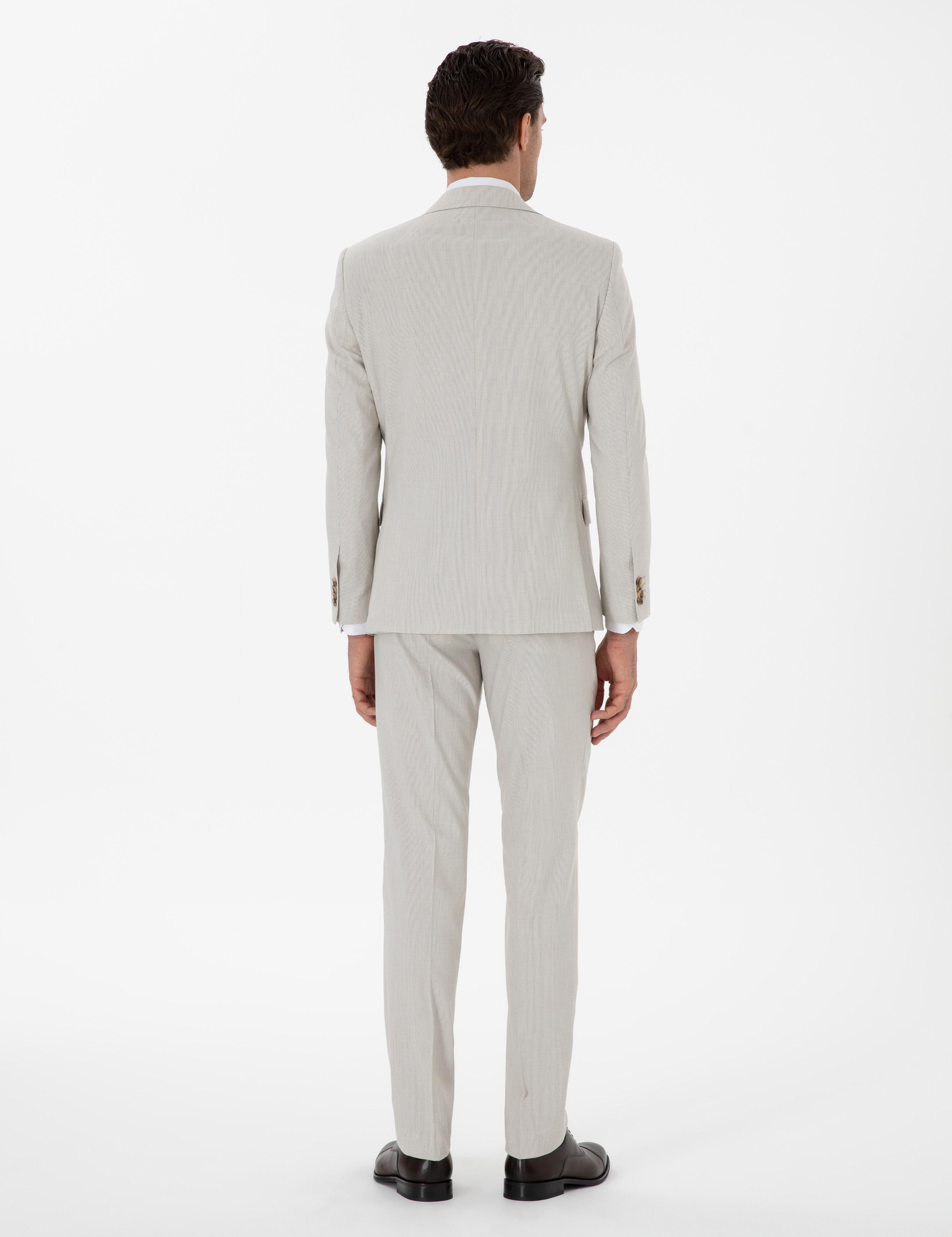 Bej Slim Fit Kazayağı Takım Elbise - 50306813041