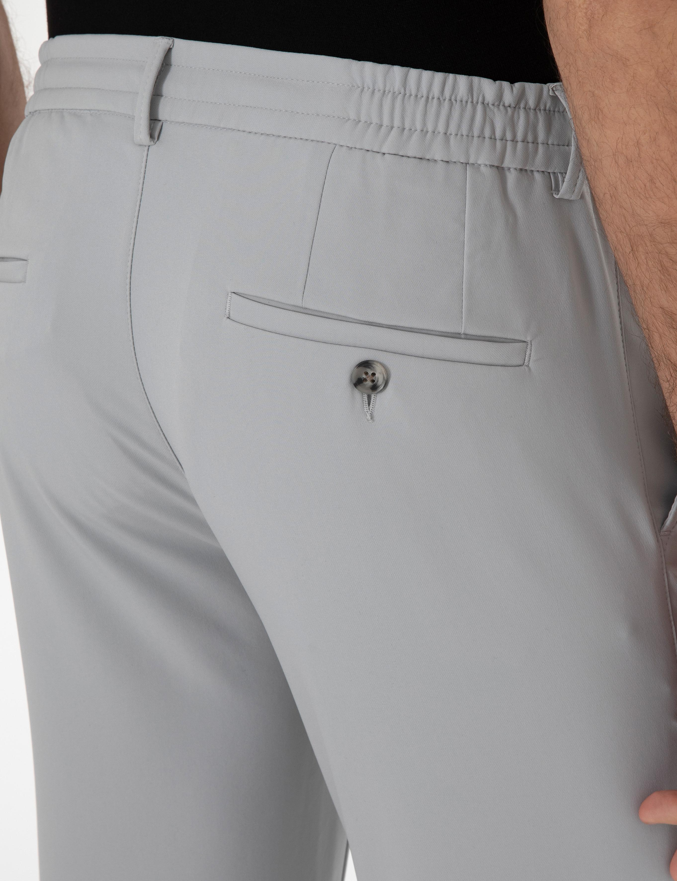 Açık Gri Slim Fit Beli Bağcıklı Esnek Klasik Pantolon - 50310507041