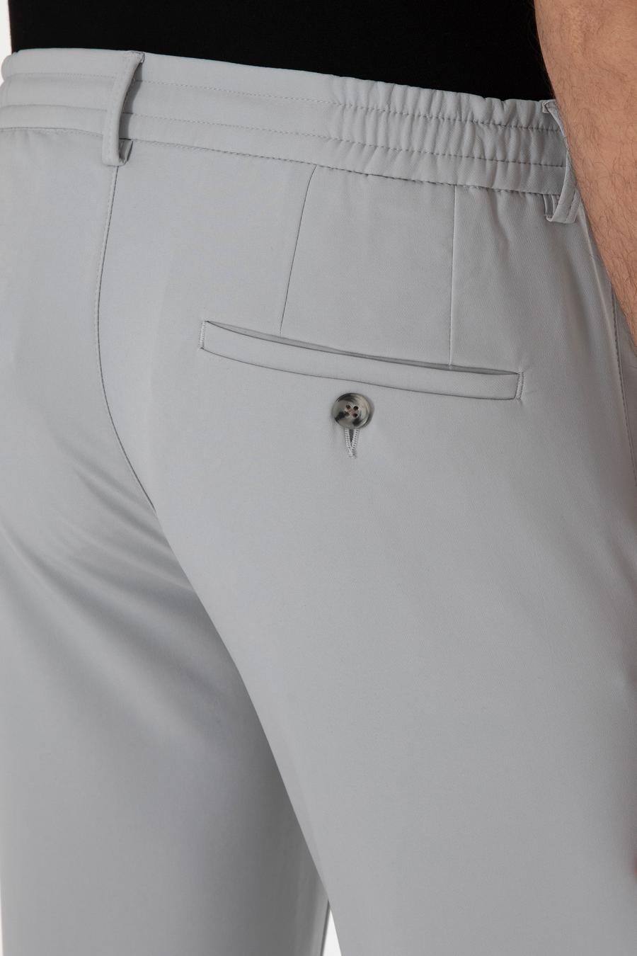 Açık Gri Slim Fit Beli Bağcıklı Esnek Klasik Pantolon - 50310507041