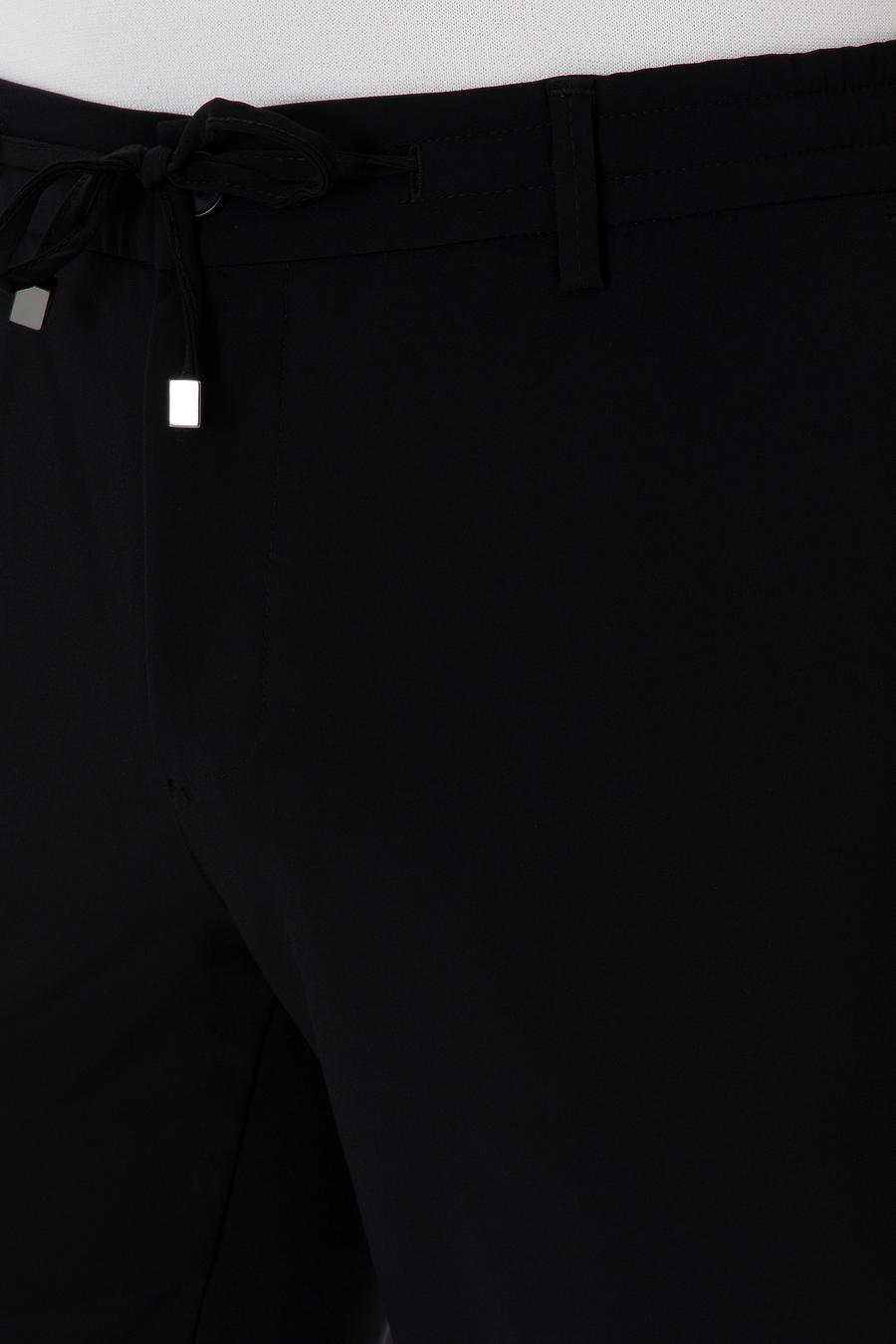 Siyah Slim Fit Beli Bağcıklı Esnek Klasik Pantolon - 50310507013