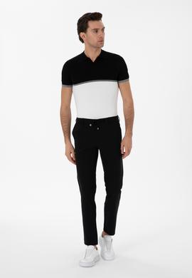 Siyah Slim Fit Beli Bağcıklı Esnek Klasik Pantolon