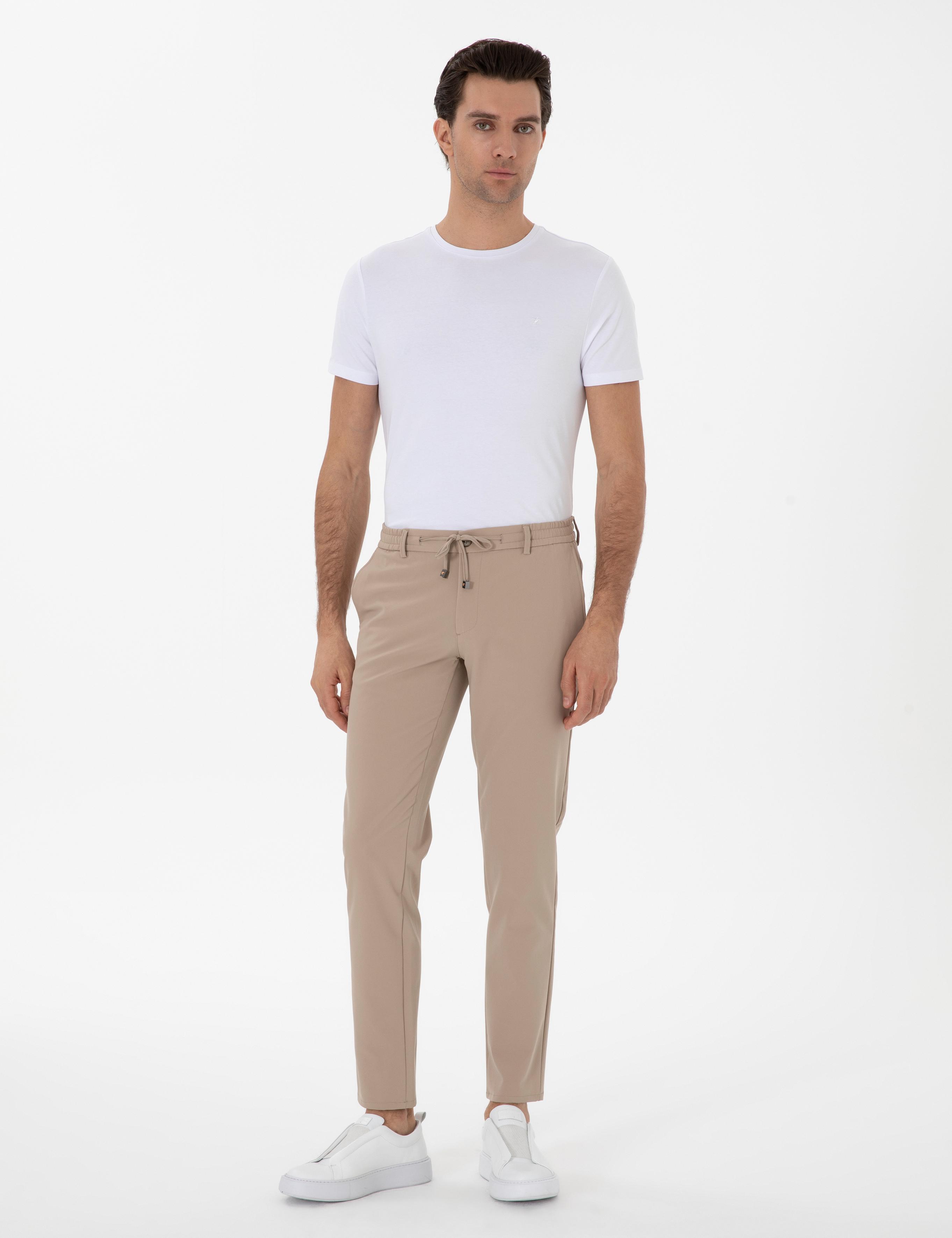 Vizon Slim Fit Beli Bağcıklı Esnek Klasik Pantolon - 50310507069