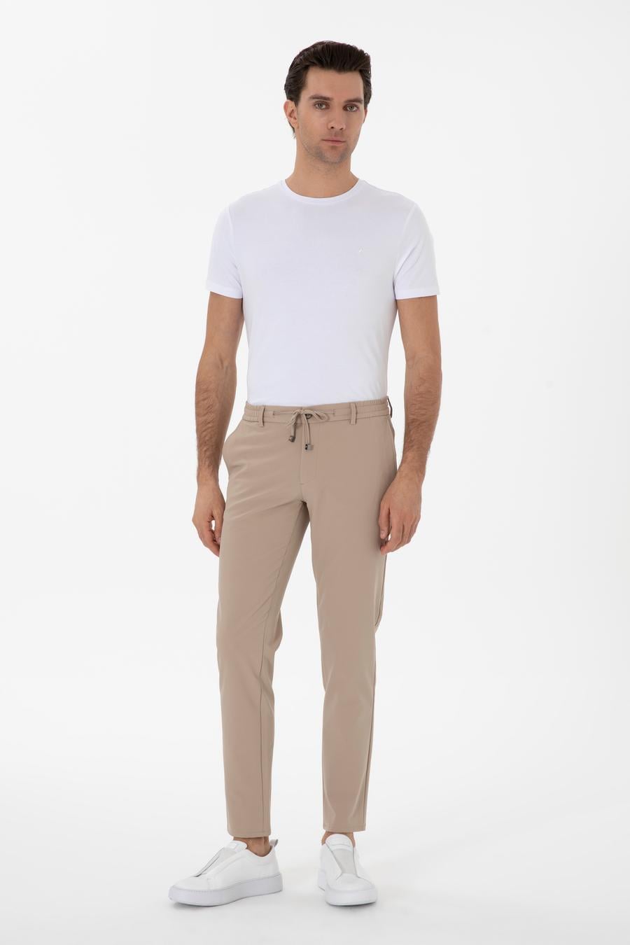 Vizon Slim Fit Beli Bağcıklı Esnek Klasik Pantolon - 50310507069