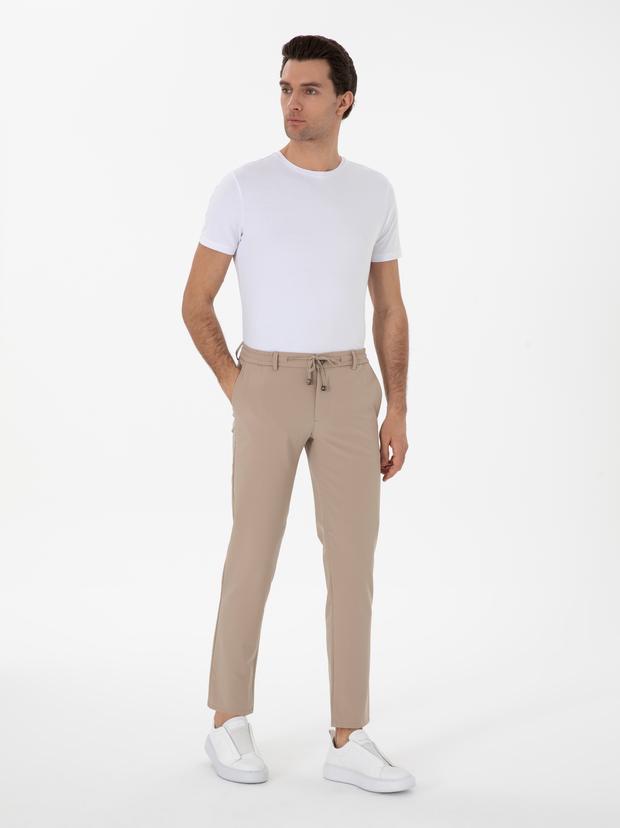 Vizon Slim Fit Beli Bağcıklı Esnek Klasik Pantolon