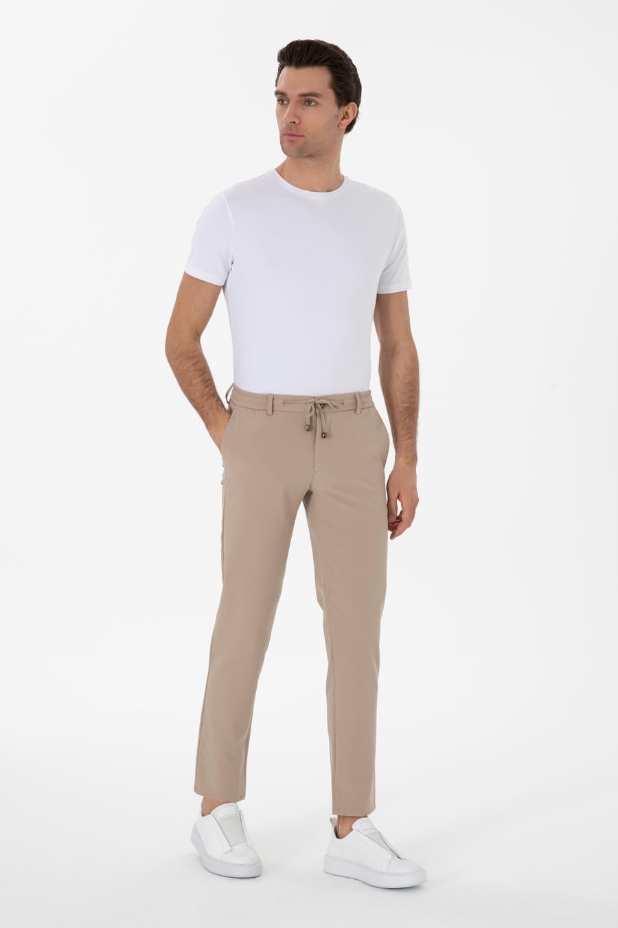 Vizon Slim Fit Beli Bağcıklı Esnek Klasik Pantolon - 50310507069