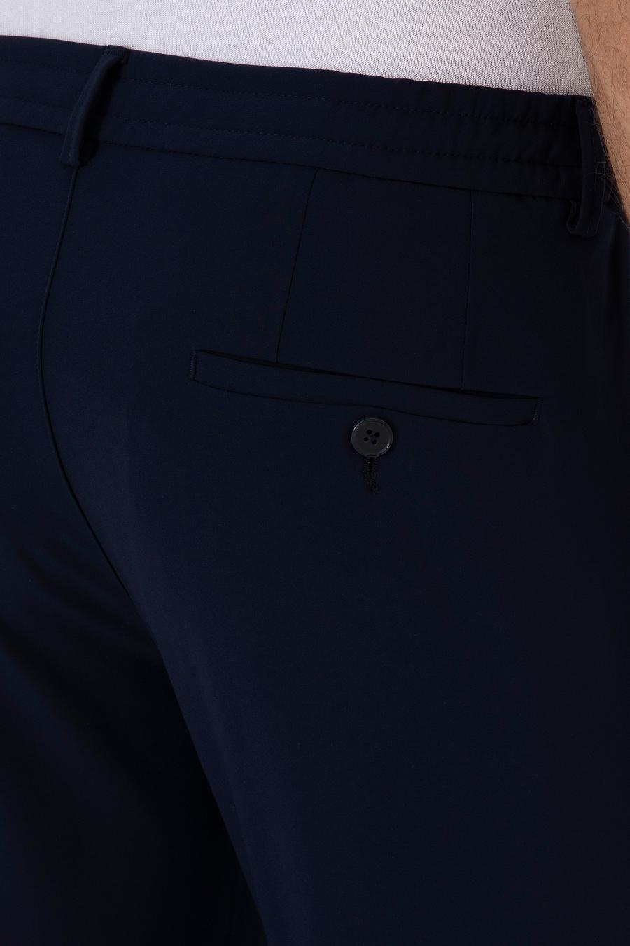 Lacivert Slim Fit Beli Bağcıklı Esnek Klasik Pantolon - 50310507003