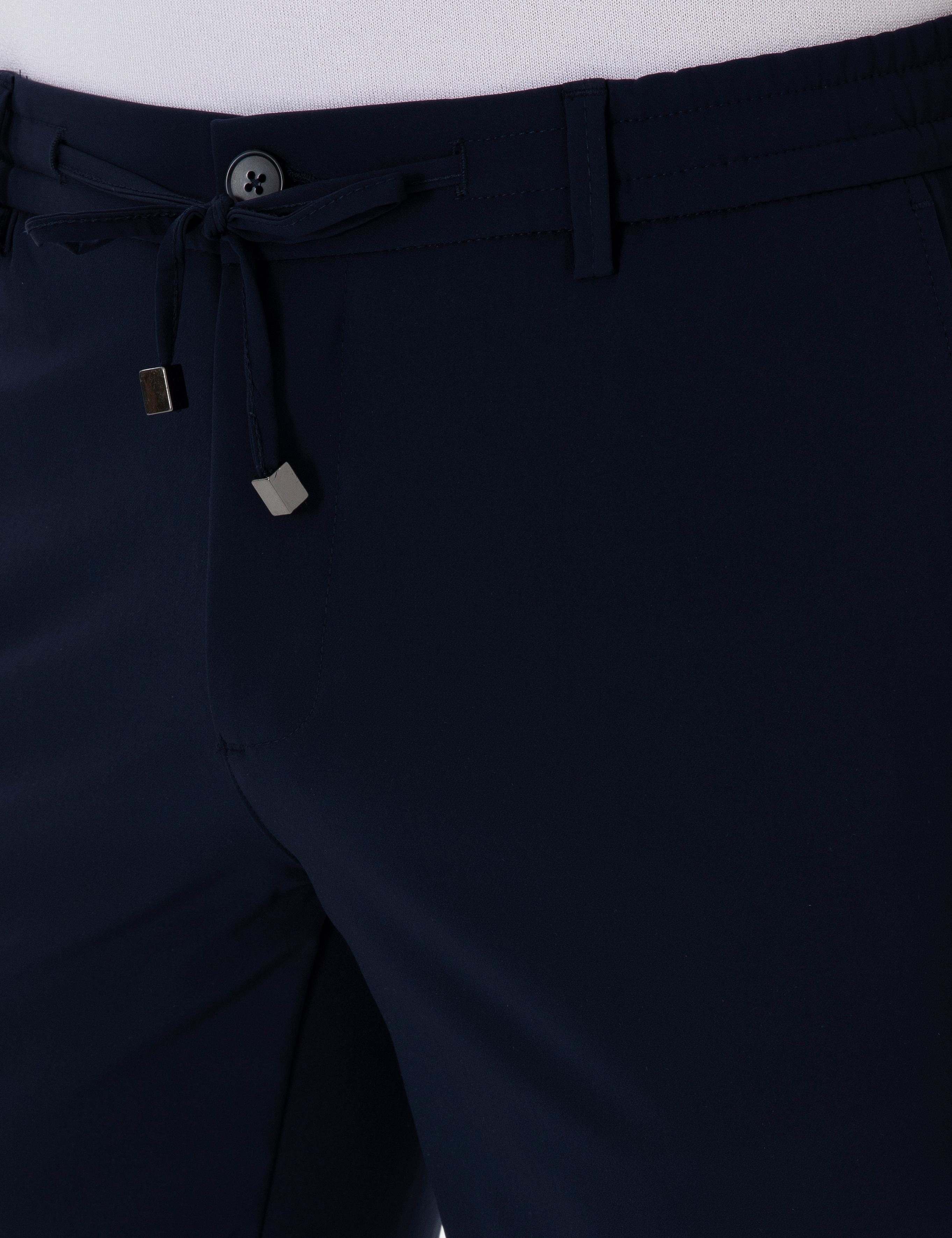 Lacivert Slim Fit Beli Bağcıklı Esnek Klasik Pantolon - 50310507003