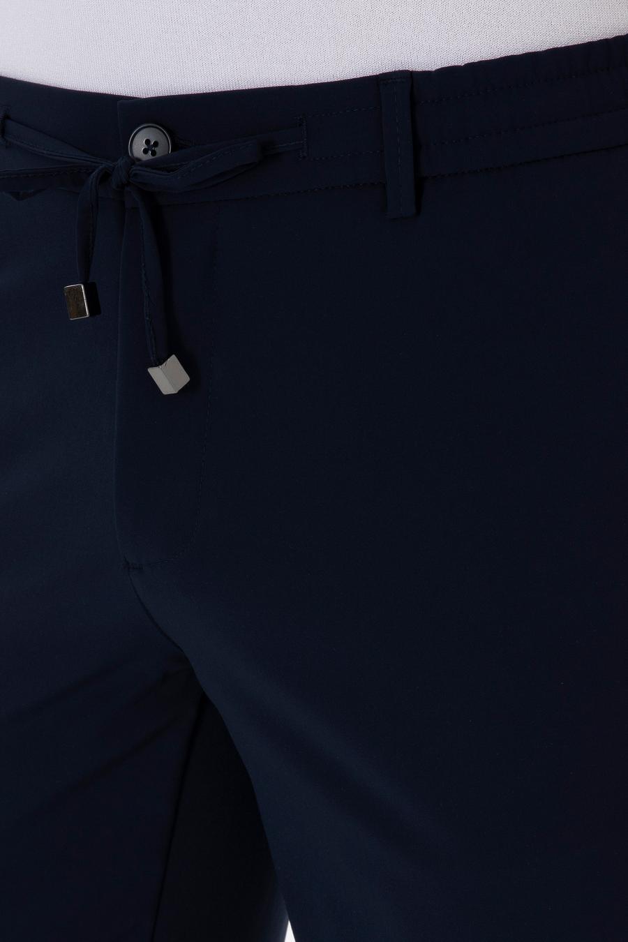 Lacivert Slim Fit Beli Bağcıklı Esnek Klasik Pantolon - 50310507003
