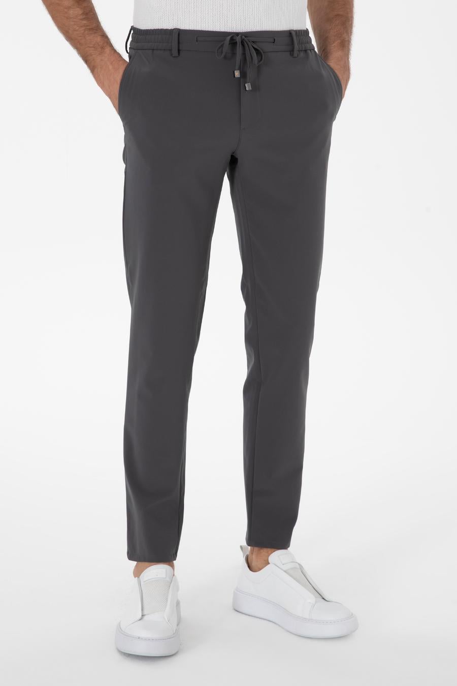Antrasit Slim Fit Beli Bağcıklı Esnek Klasik Pantolon - 50310507046