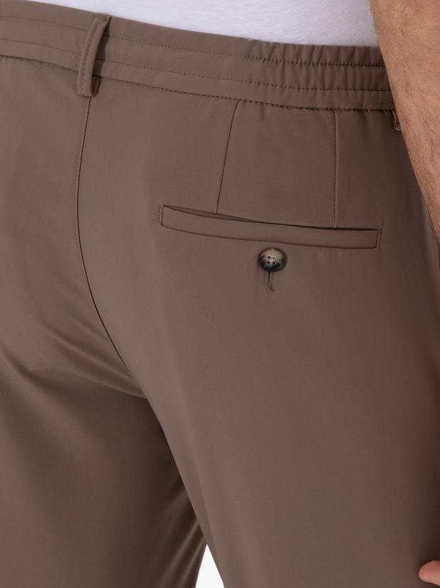 Bej Slim Fit Beli Bağcıklı Esnek Klasik Pantolon