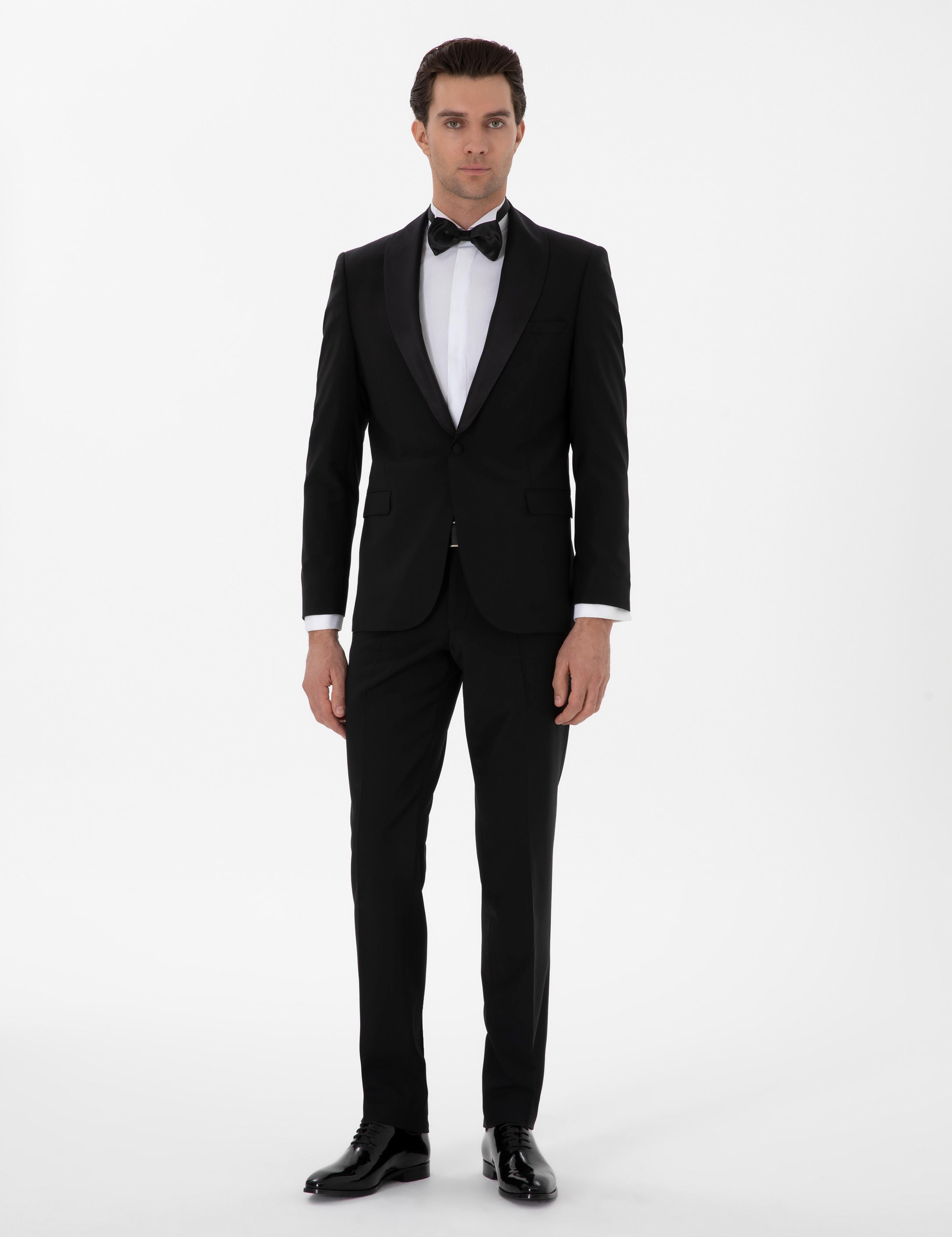 Siyah Slim Fit Yün Karışımlı Smokin Dmatlık - 50304109011
