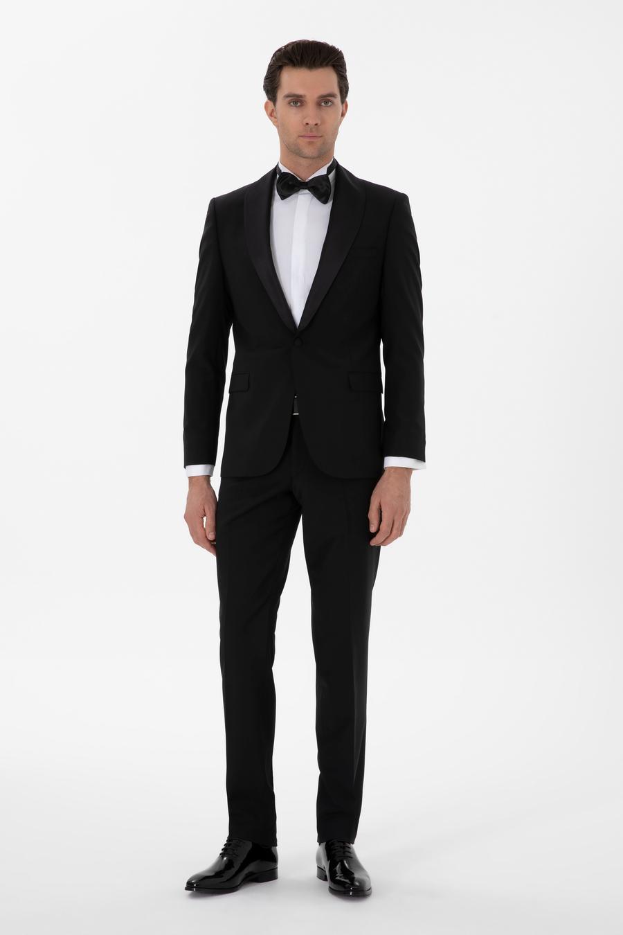 Siyah Slim Fit Yün Karışımlı Smokin Dmatlık - 50304109011