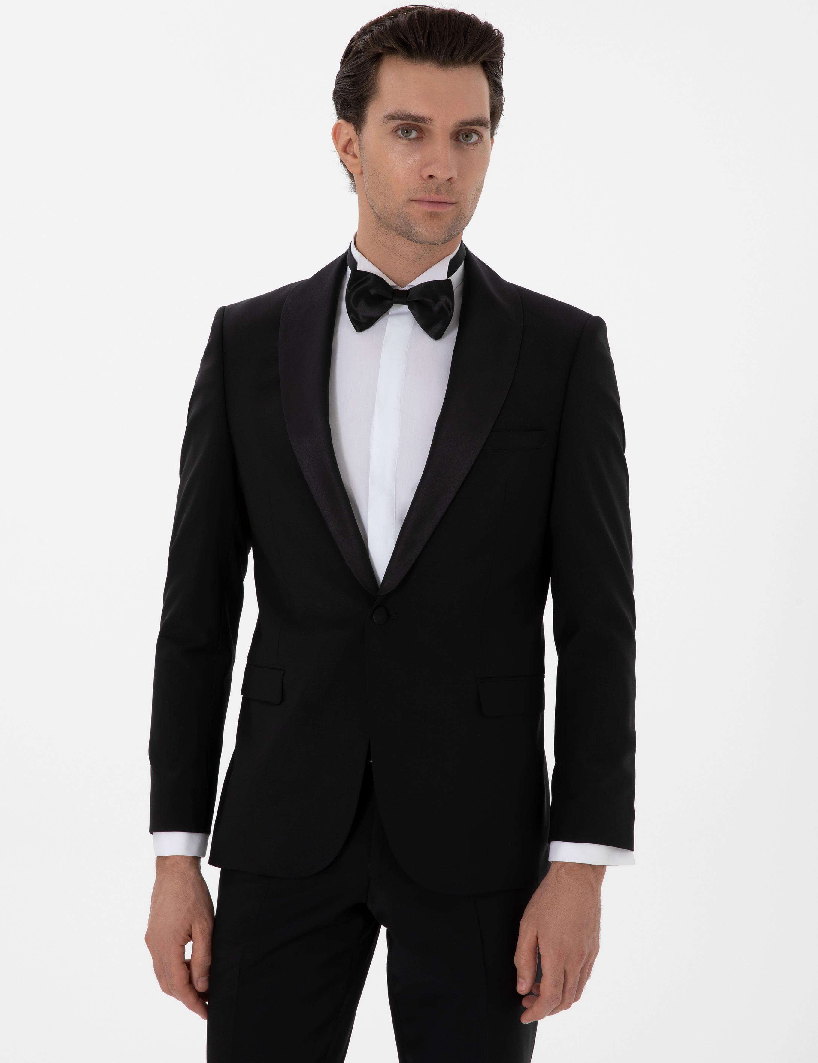 Siyah Slim Fit Yün Karışımlı Smokin Dmatlık - 50304109011