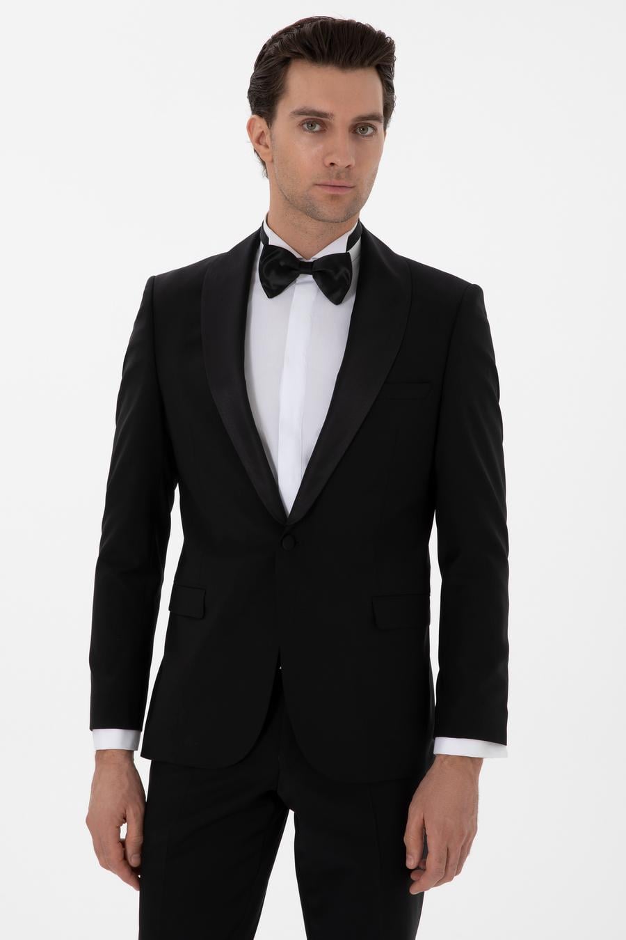 Siyah Slim Fit Yün Karışımlı Smokin Dmatlık - 50304109011