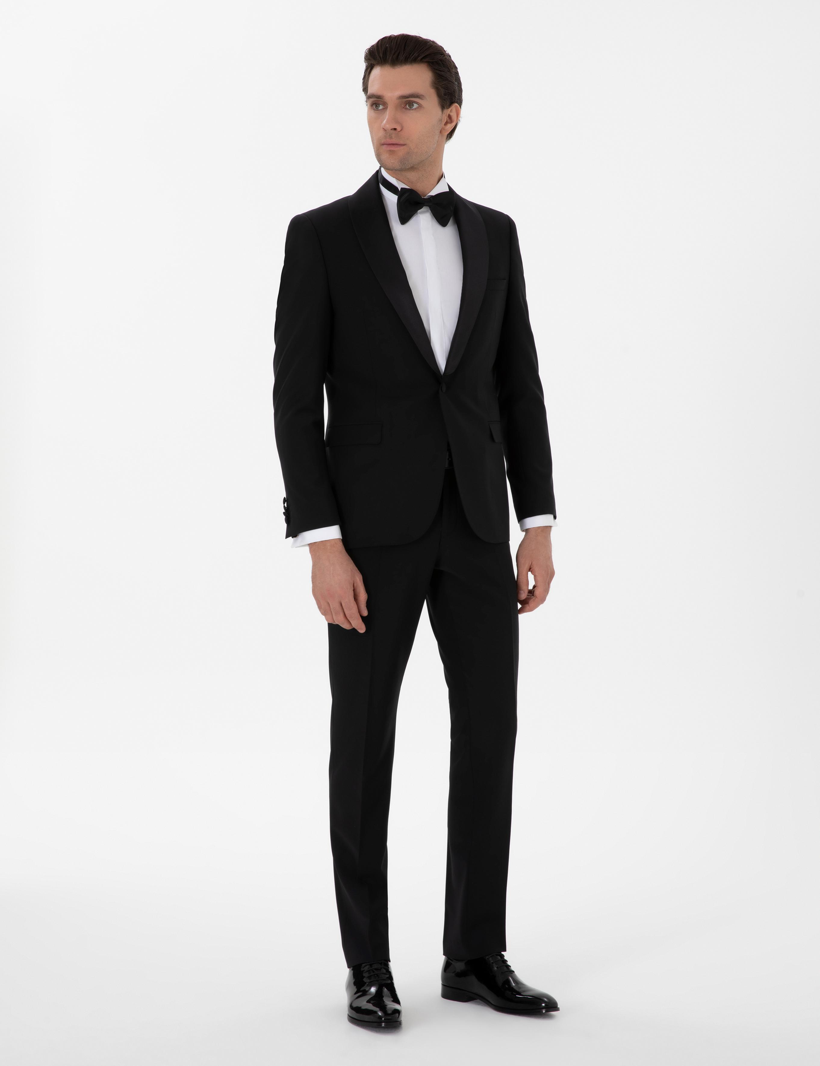 Siyah Slim Fit Yün Karışımlı Smokin Dmatlık - 50304109011