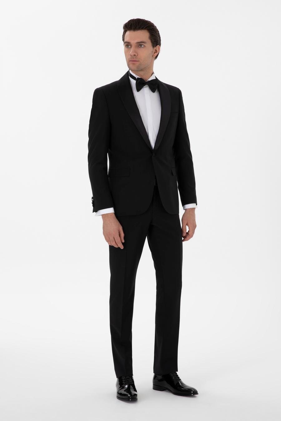 Siyah Slim Fit Yün Karışımlı Smokin Dmatlık - 50304109011