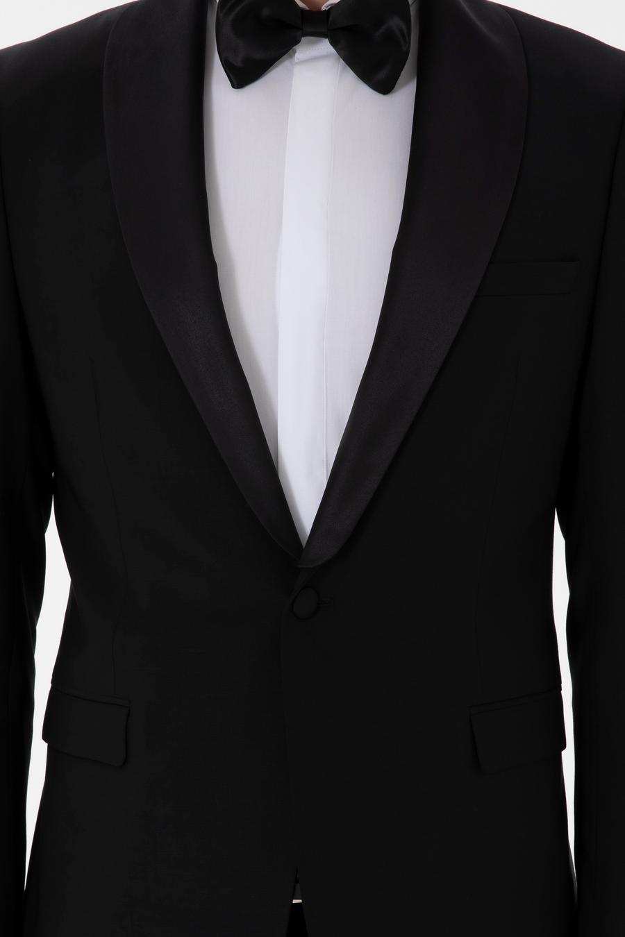 Siyah Slim Fit Yün Karışımlı Smokin Dmatlık - 50304109011