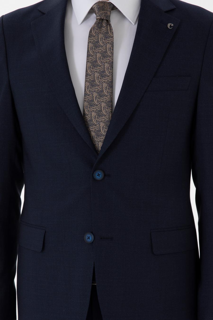 Lacivert Slim Fit Düz Yün Takım Elbise - 50306130005