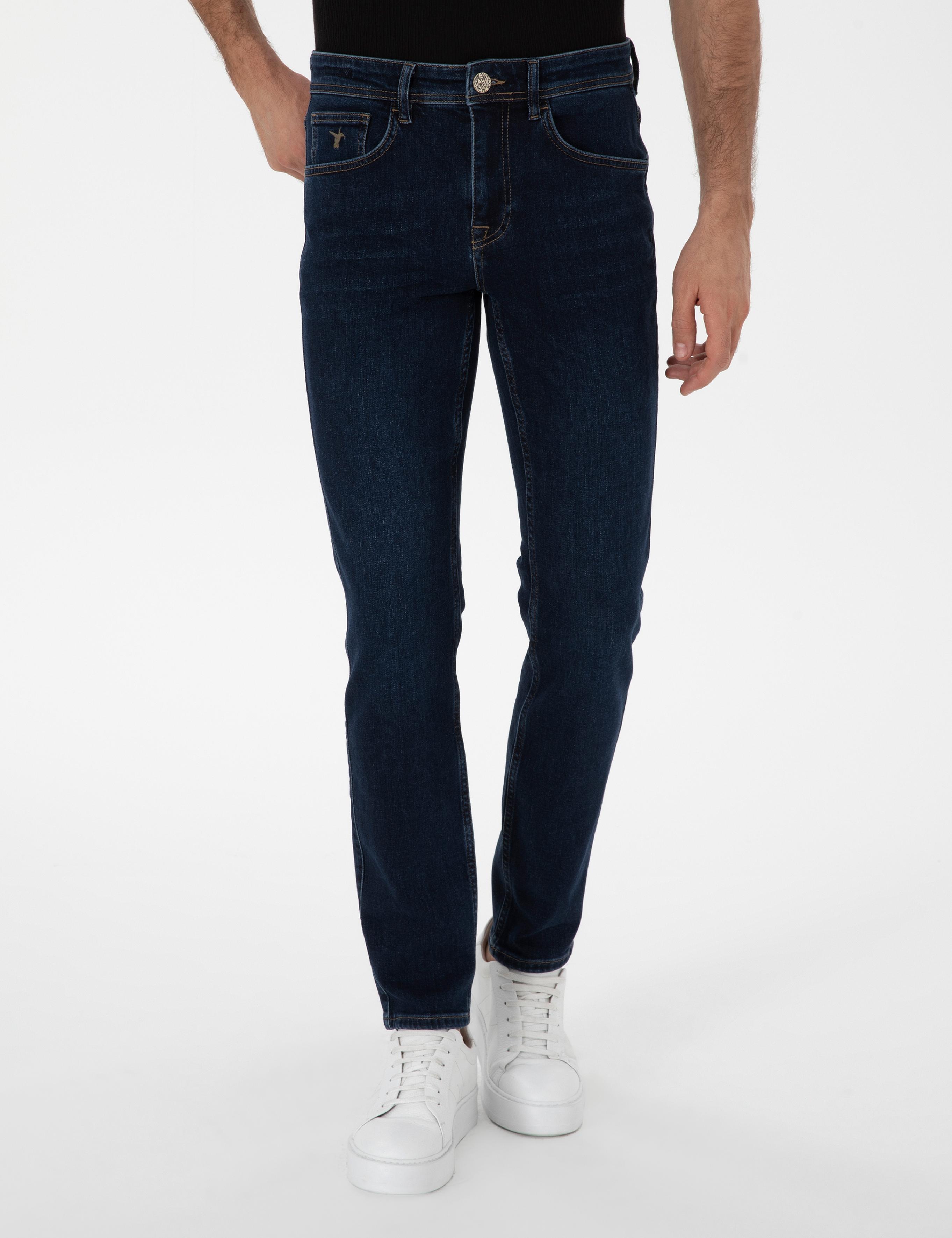 Koyu Mavi Slim Fit Kaşmir Karışımlı Jean Pantolon - 50306166007