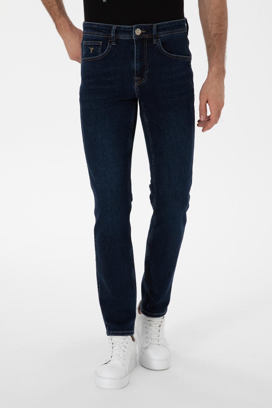 Koyu Mavi Slim Fit Kaşmir Karışımlı Jean Pantolon - 50306166007