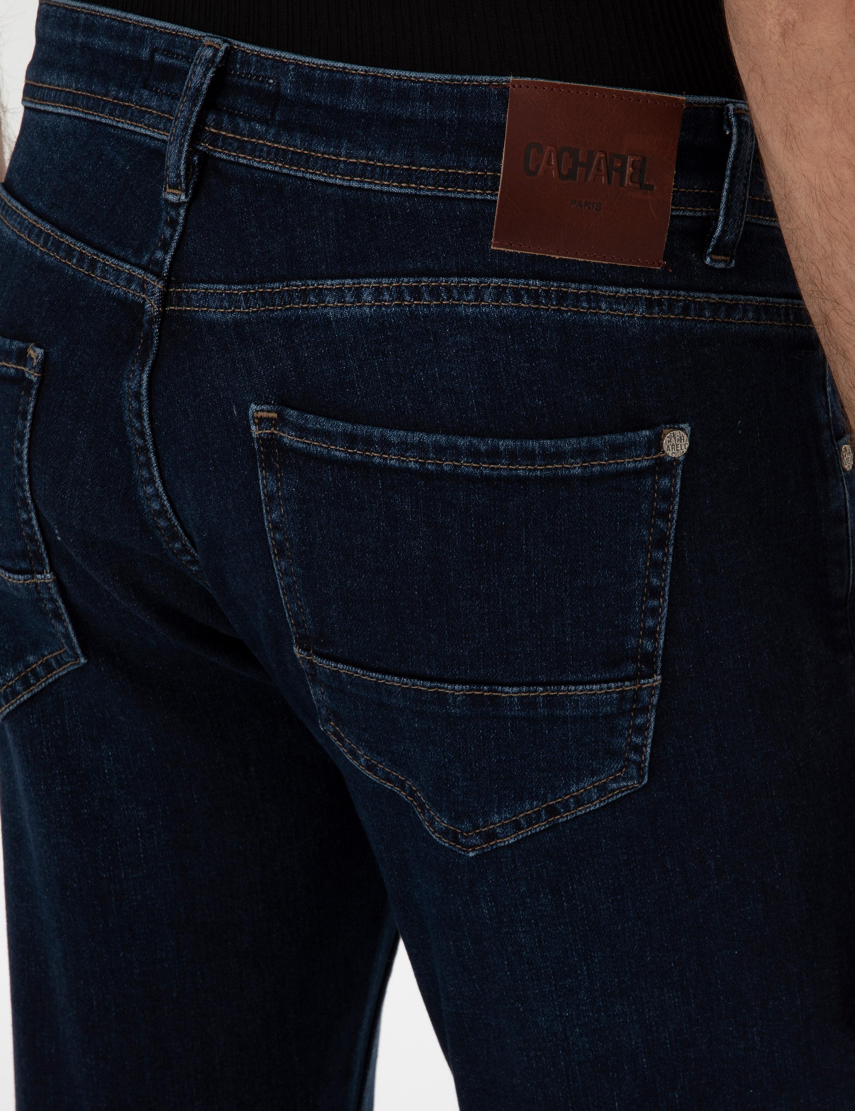Koyu Mavi Slim Fit Kaşmir Karışımlı Jean Pantolon - 50306166007