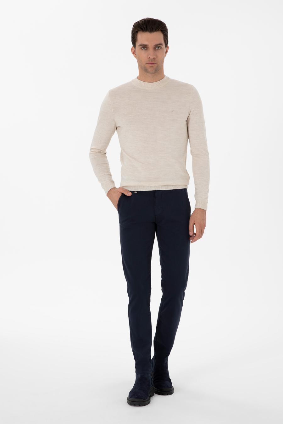 Lacivert Slim Fit Kanvas Pantolon - 50311593018