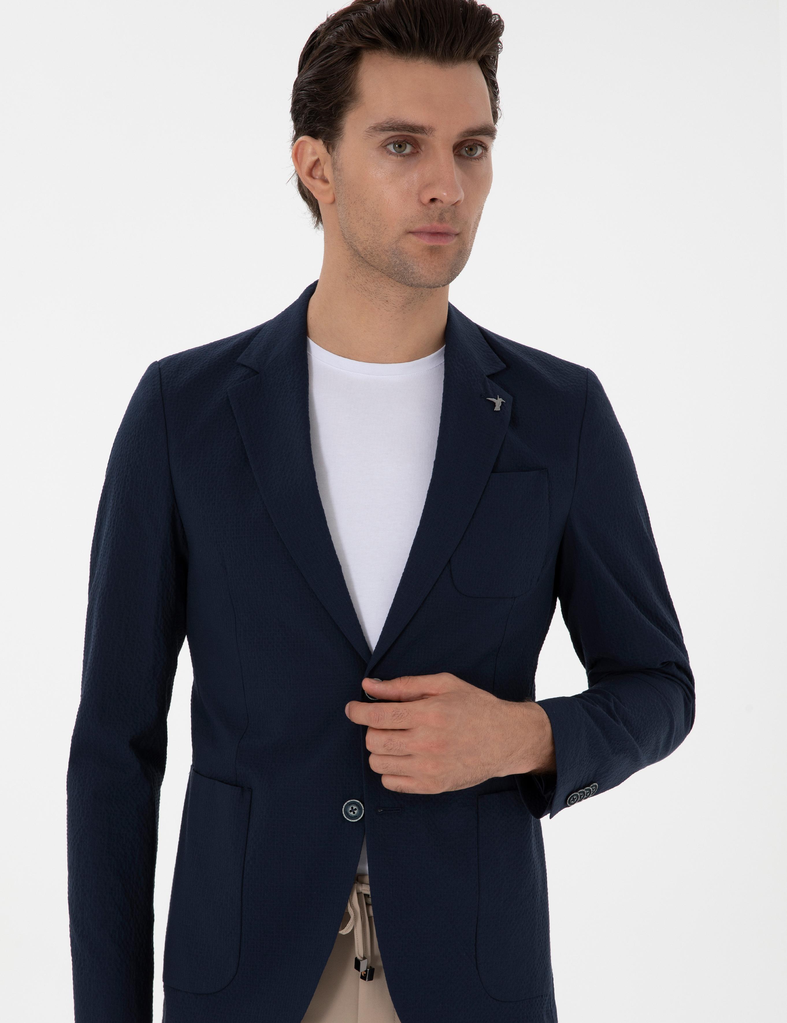 Koyu Lacivert Slim Fit Spor Ceket - 50300640077