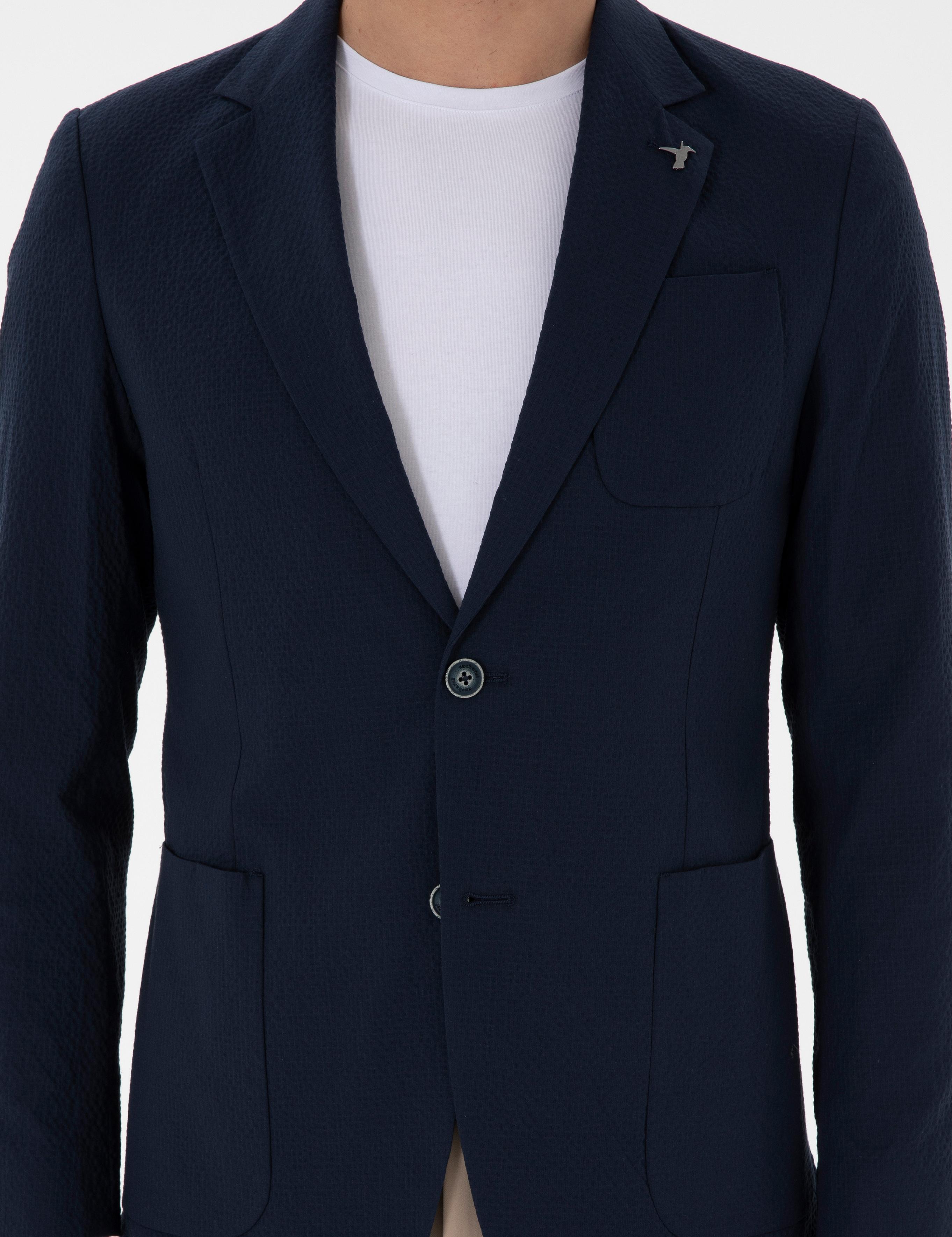 Koyu Lacivert Slim Fit Spor Ceket - 50300640077