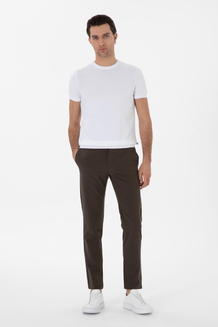 Beyaz Slim Fit Bisiklet Yaka Triko T-shirt - 50300811025