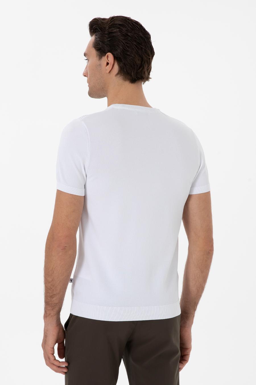 Beyaz Slim Fit Bisiklet Yaka Triko T-shirt - 50300811025