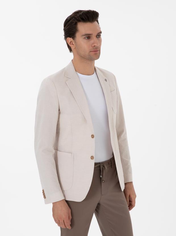 Bej Slim Fit Spor Ceket