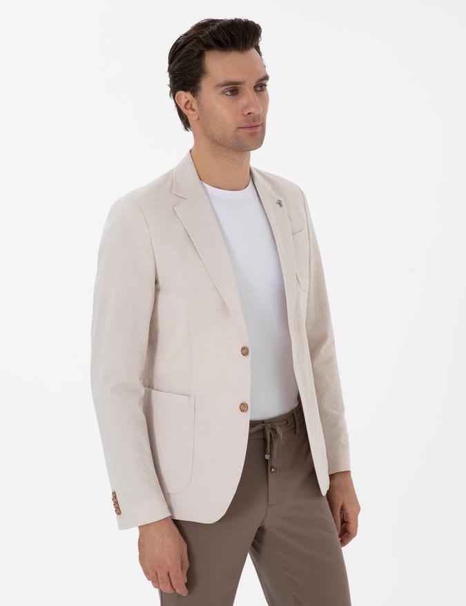 Bej Slim Fit Spor Ceket