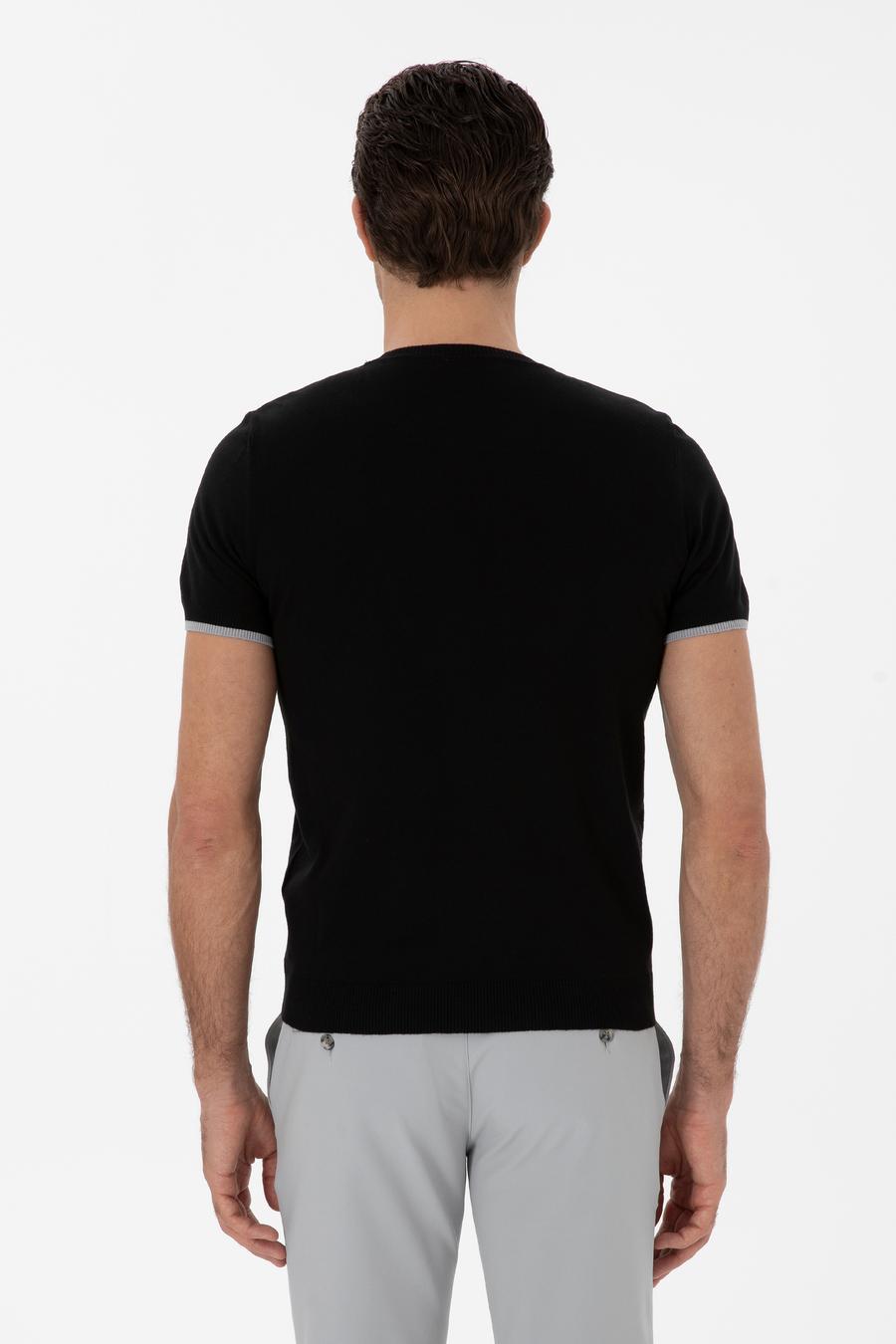 Siyah Slim Fit Bisiklet Yaka Triko T-shirt - 50300809044