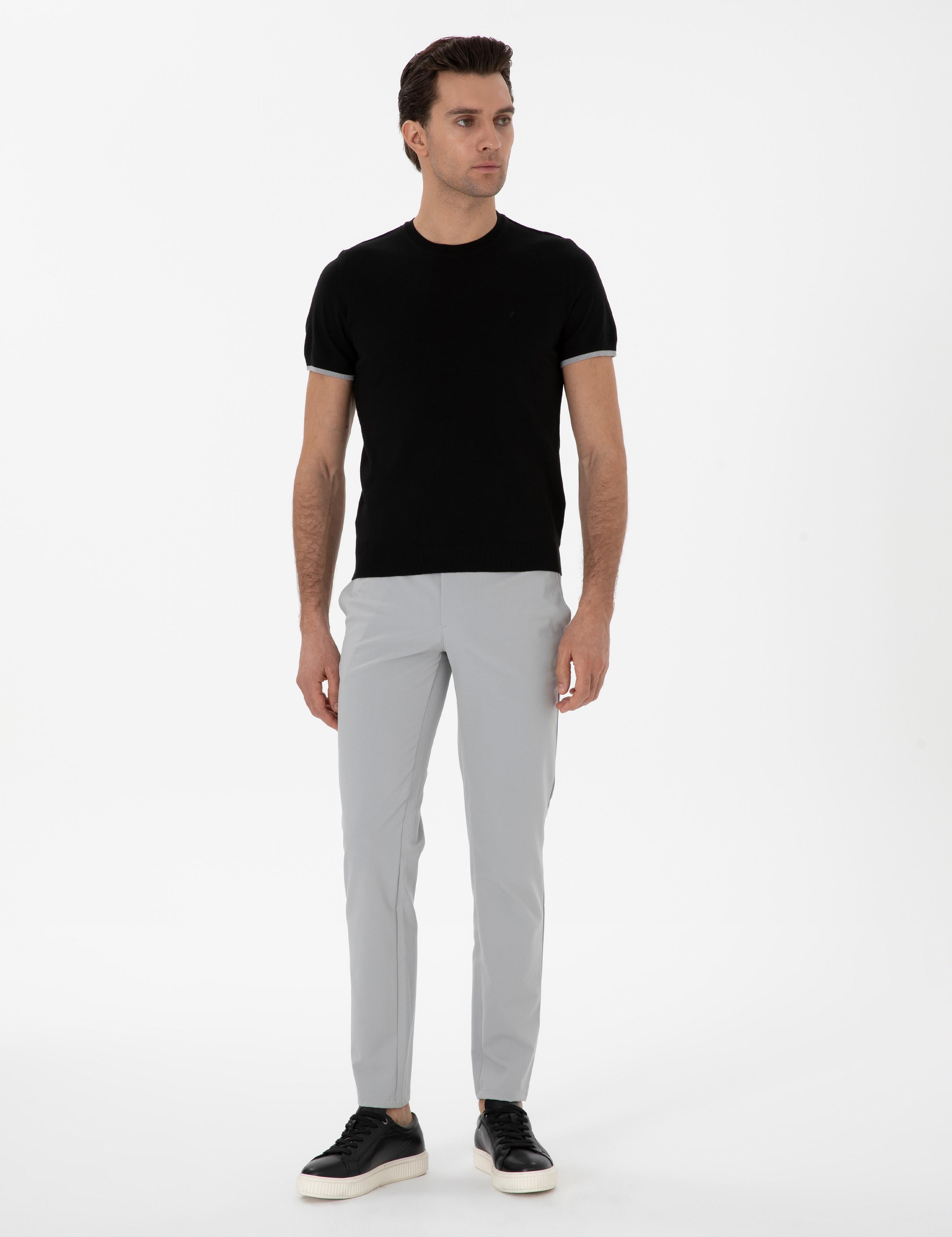 Siyah Slim Fit Bisiklet Yaka Triko T-shirt - 50300809044
