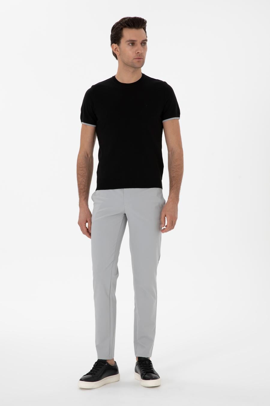 Siyah Slim Fit Bisiklet Yaka Triko T-shirt - 50300809044