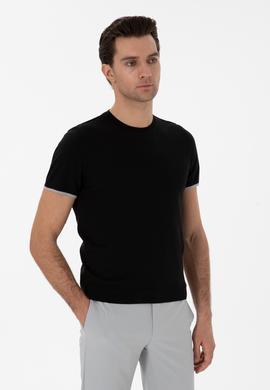 Siyah Slim Fit Bisiklet Yaka Triko T-shirt