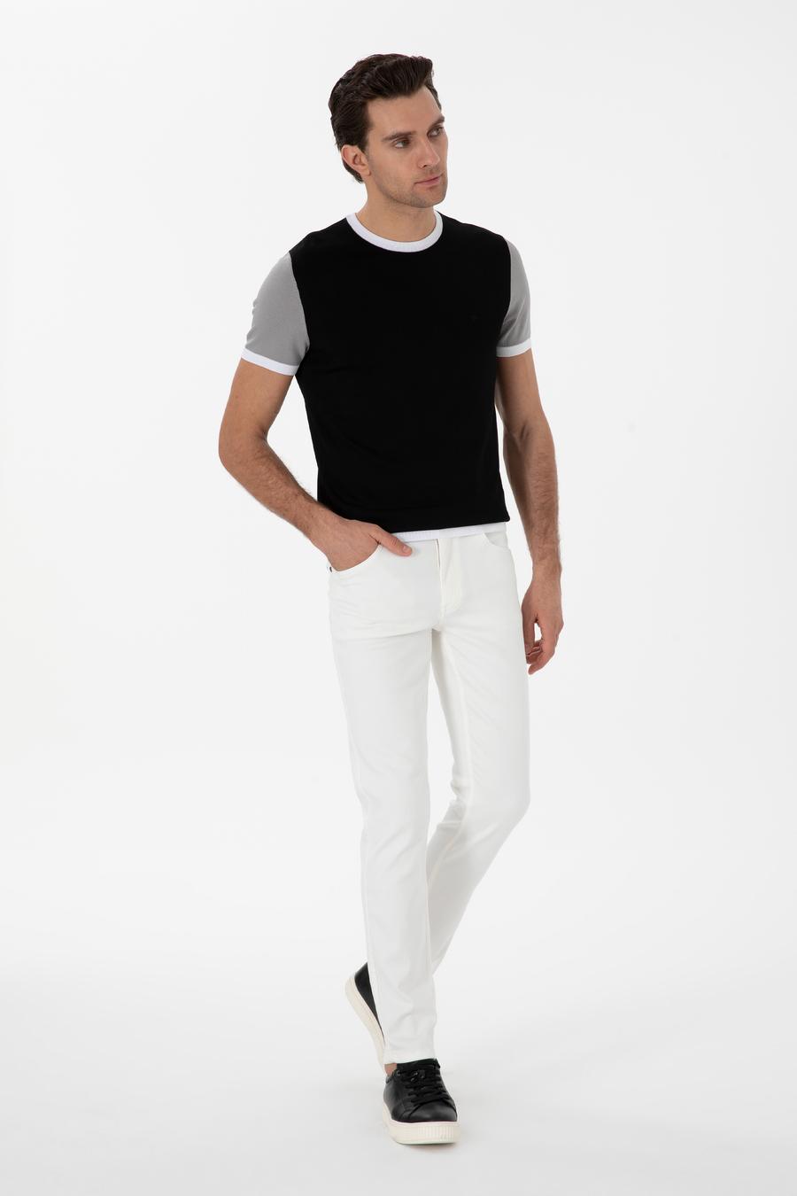 Siyah Slim Fit Bisiklet Yaka Triko T-shirt - 50285435026