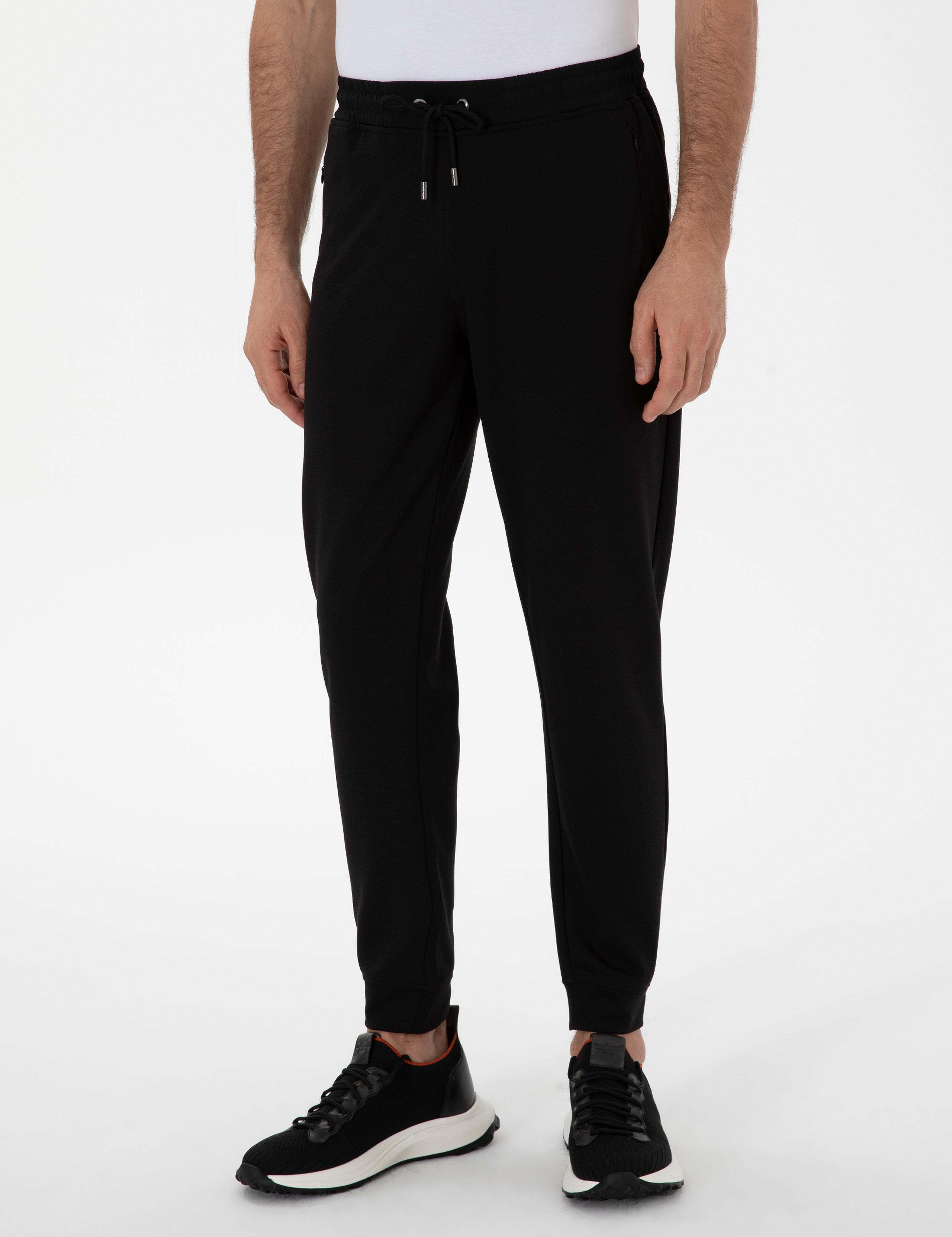 Siyah Regular Fit Paçası Lastikli Eşofman Altı - 50300995022