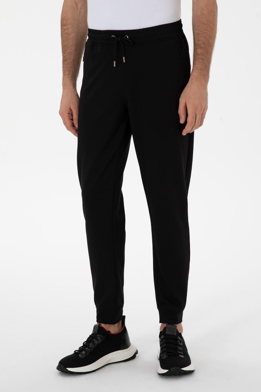 Siyah Regular Fit Paçası Lastikli Eşofman Altı - 50300995022