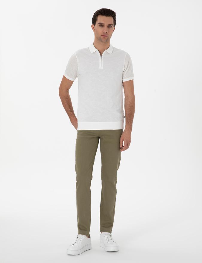 Yeşil Slim Fit Pamuk Karışımlı Jean Pantolon