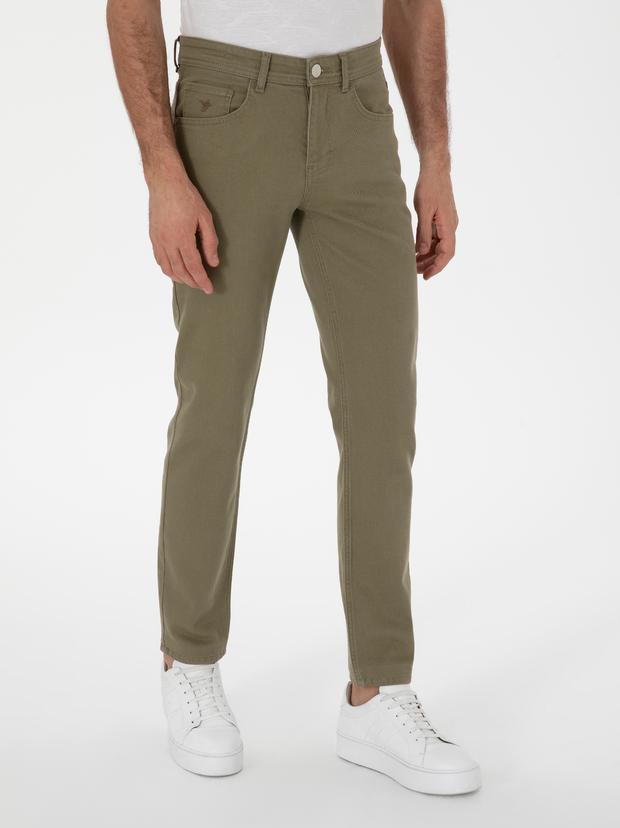 Yeşil Slim Fit Pamuk Karışımlı Jean Pantolon