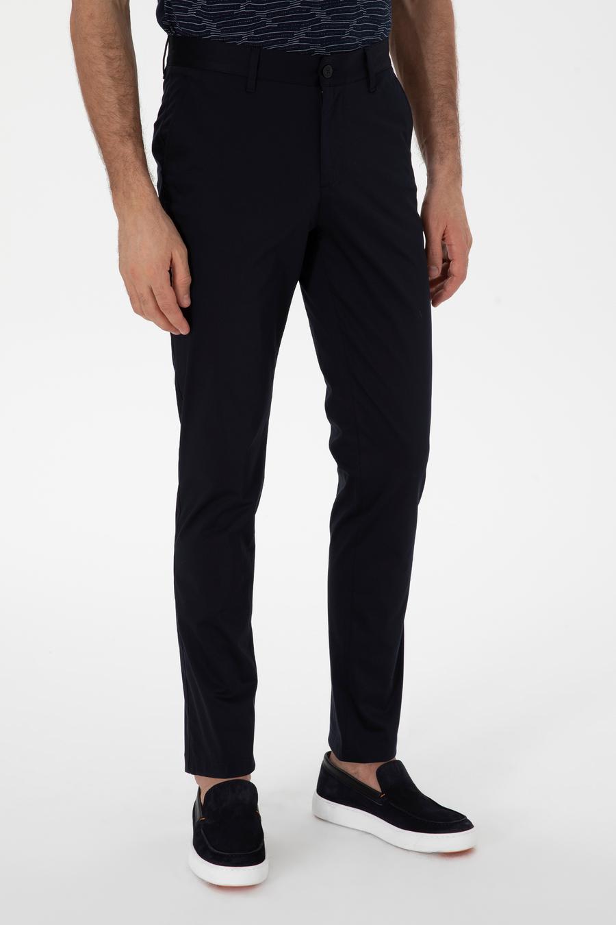 Lacivert Slim Fit Pamuk Karışımlı Kanvas Pantolon - 50298899013