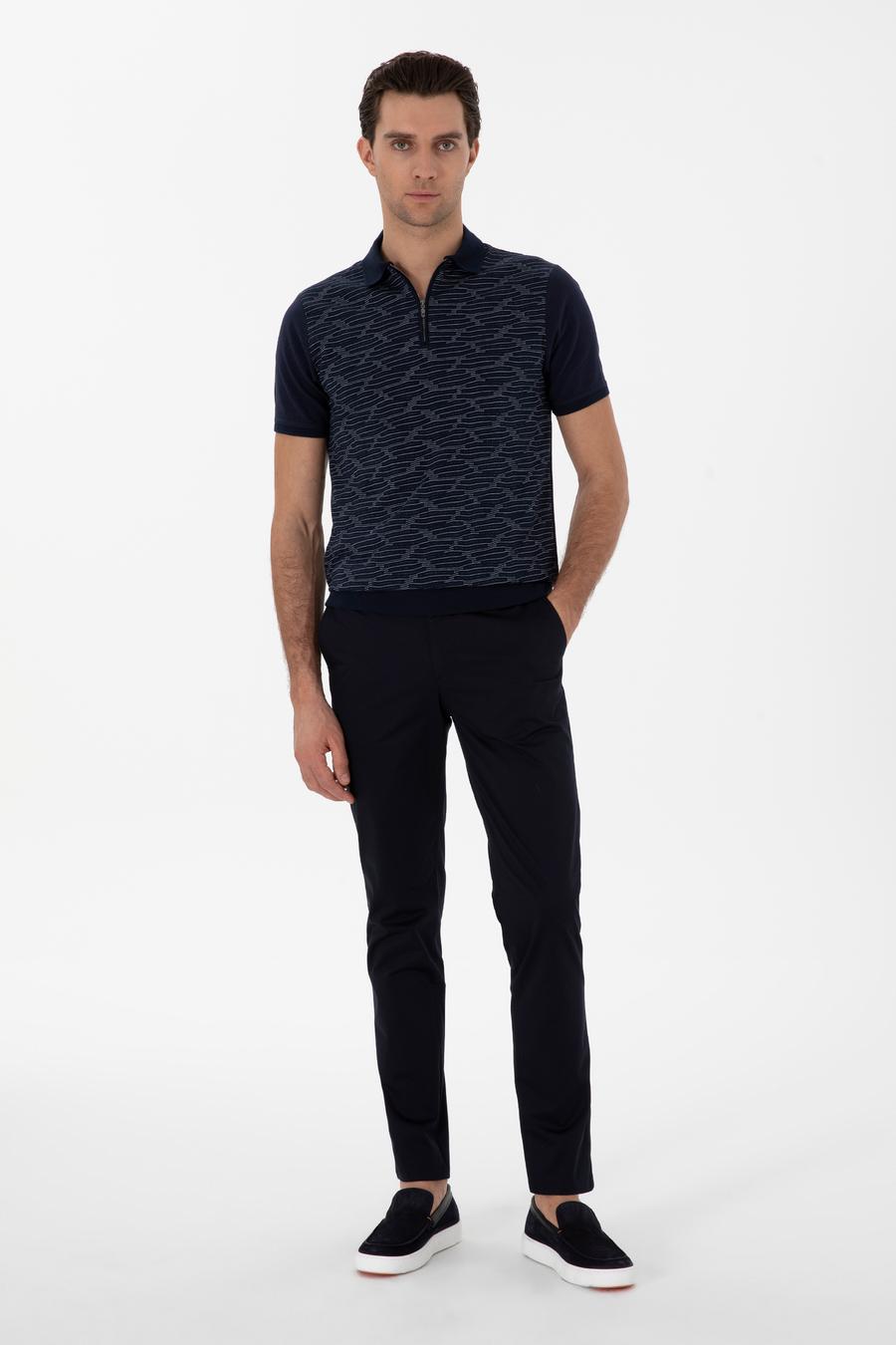 Lacivert Slim Fit Pamuk Karışımlı Kanvas Pantolon - 50298899013