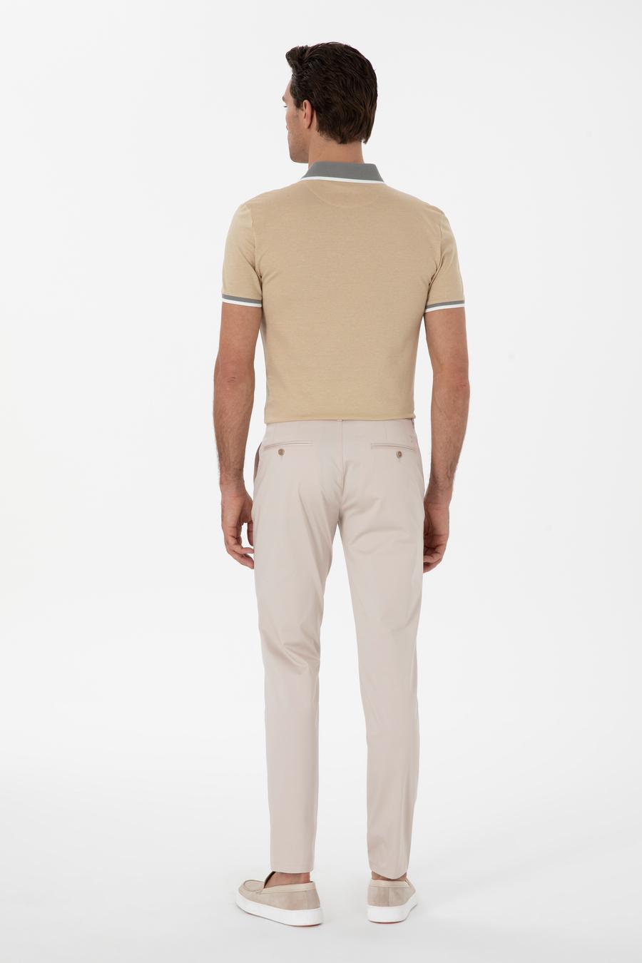 Bej Slim Fit Pamuk Karışımlı Kanvas Pantolon - 50298899168
